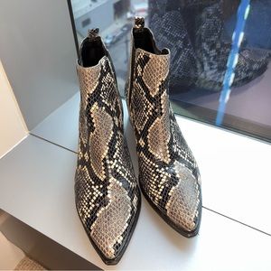 Marc Fisher Snake Ankle Boots